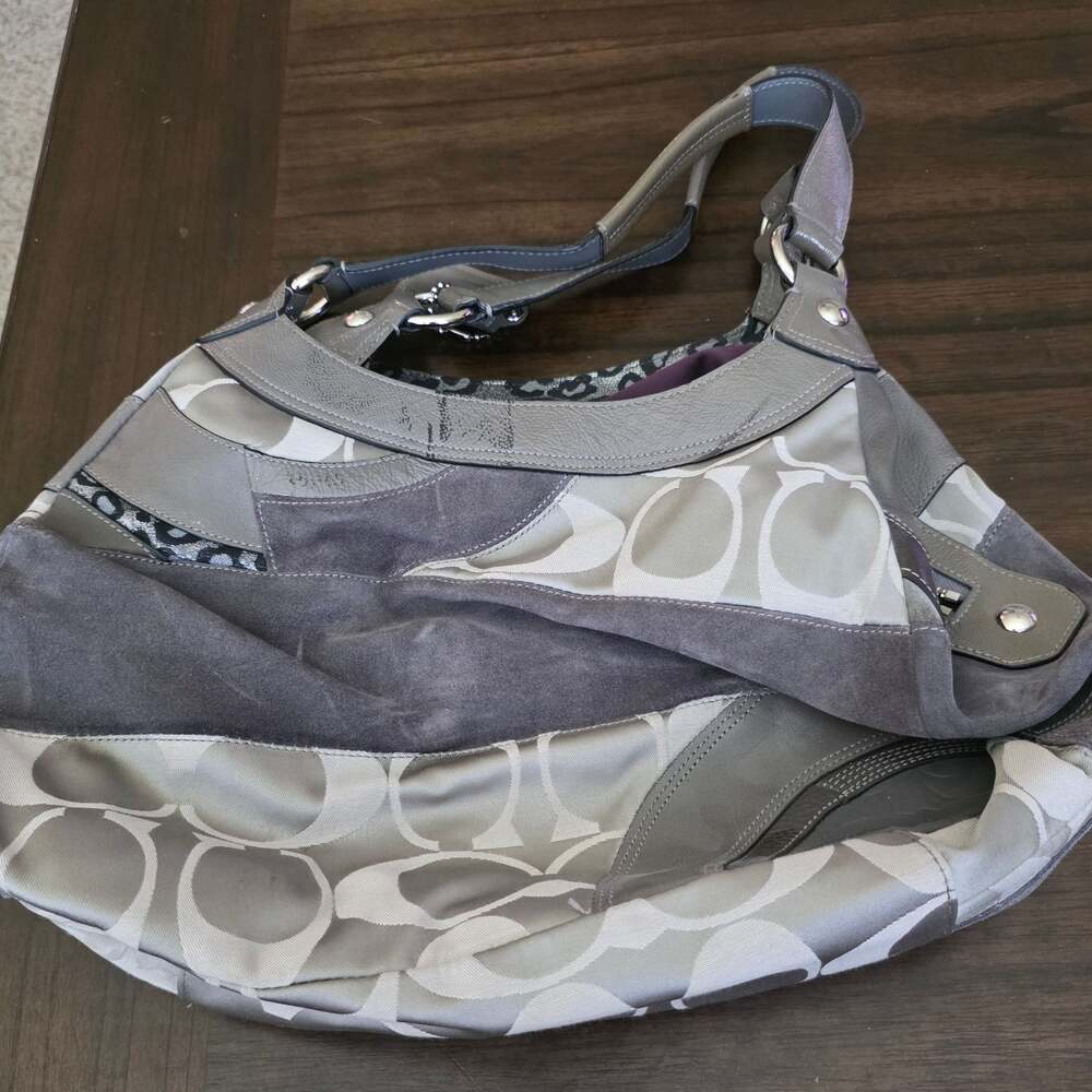 Coach Madison Maggie F15462 Patchwork Gray Shoulder Bag